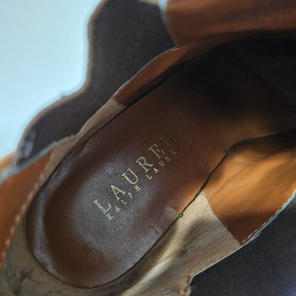 Ralph Lauren Leather Ankle Boots Camel Brown SZ 6.5 - Picture 12 of 14